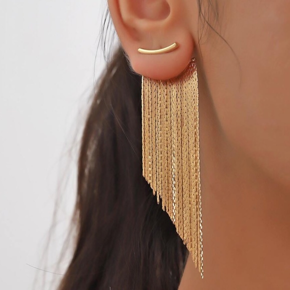 Minimalist Fringe Long Earrings - Picture 6 of 10